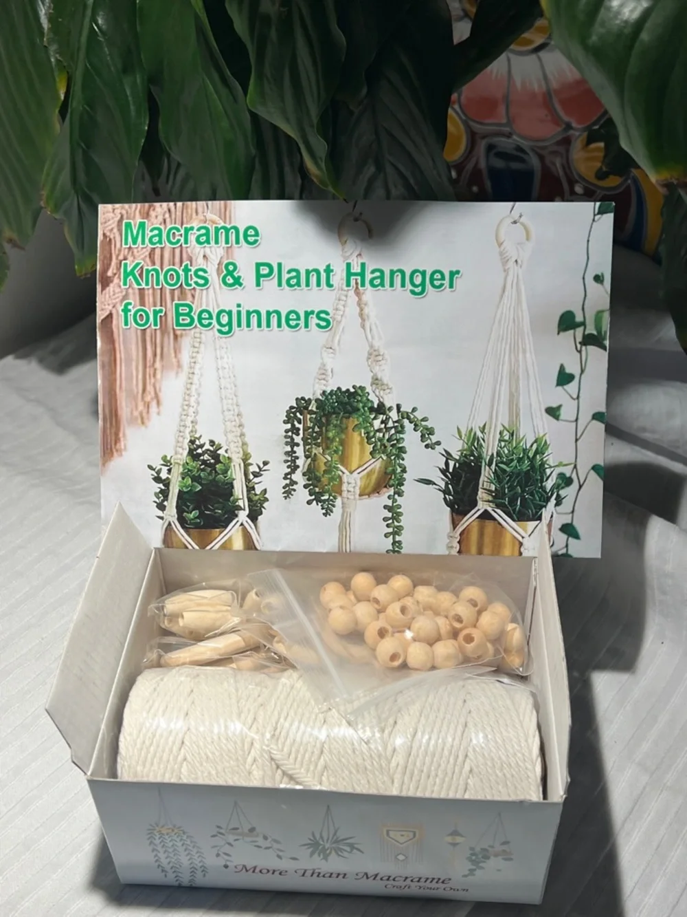 Macrame Knots & Plant Hanger Kit - Natural Cotton Rope & Wood Beads - Picture 7 of 16